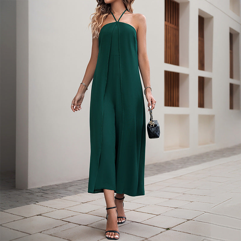 Damen eleganter Jumpsuit mit trägerlosem Design und weitem Schnitt Drune