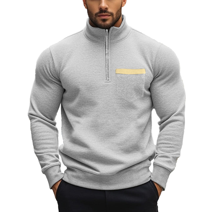 Herren nan angerauter Sweat-Halbzip mit kontrastiertem Innenkragen und elastischem Saum Drune