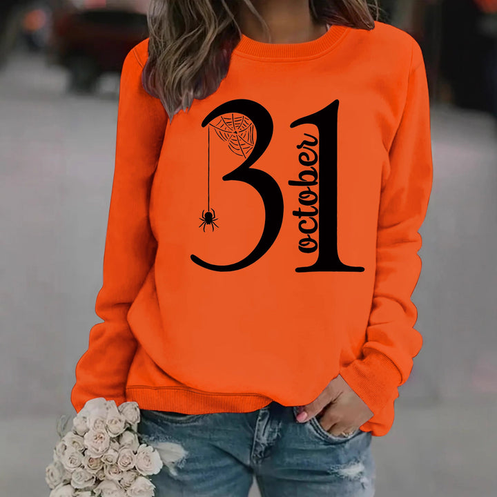 Damen Sweatshirt mit kreativem Halloween-Motiv und bequemer Passform Drune