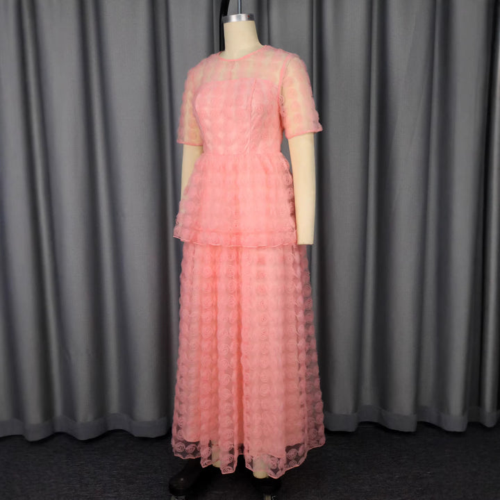 Damen Elegantes Maxi-Kleid mit floralem Volant-Design Drune