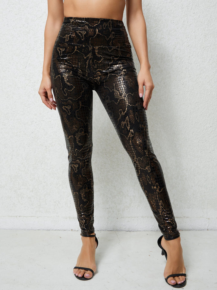 Damen Hochglänzende Leggings im Schlangenmuster Drune