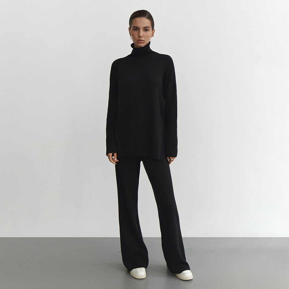 Damen Weit geschnittenes Strick-Pullover-Set mit hohem Kragen und komfortabler Passform Drune