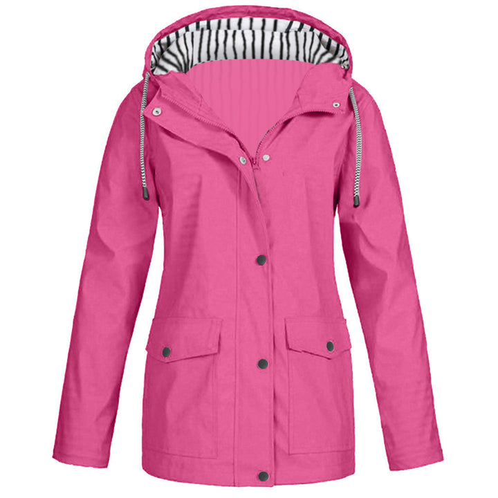 Damen nan wasserdichter Parka mit Kapuze, Kordelzug und aufgesetzten Taschen Drune