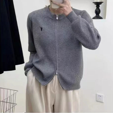 Damen Grobstrickjacke mit durchgehendem Reißverschluss und dekorativen Details Drune