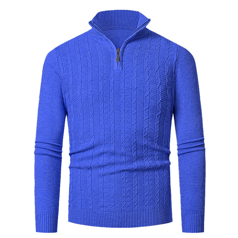 Herren Strickpullover mit hohem Kragen und feinem Zopfdesign Drune