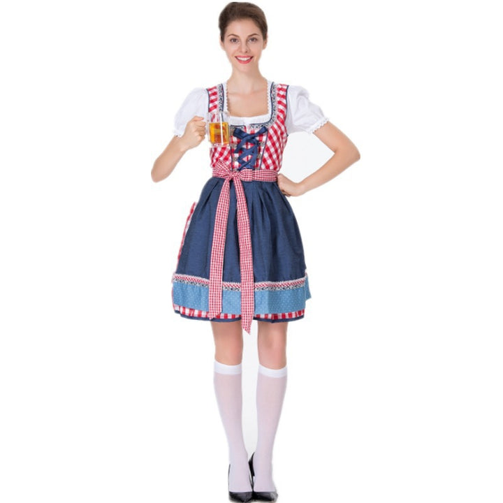 Damen nan traditionelles Dirndl mit Schnürcorsage, knielangem Tellerrock und Schürze Drune