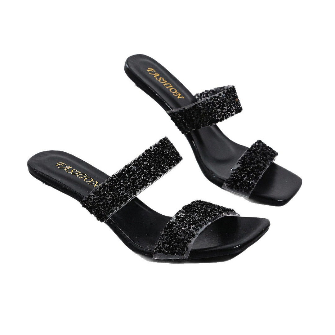Damen Glitzernde Blockabsatz Sandalen Drune