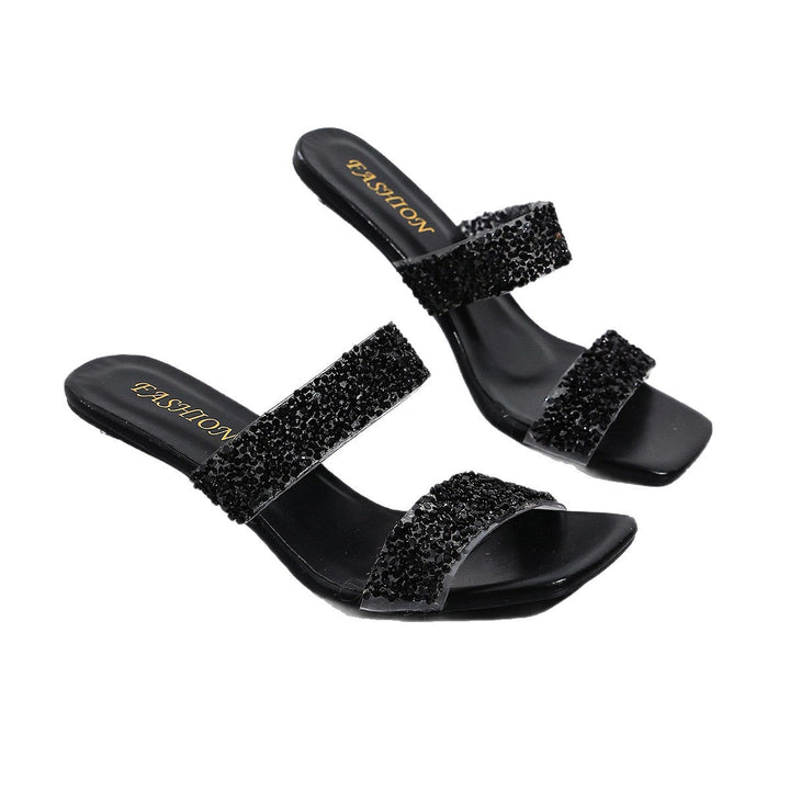 Damen Glitzernde Blockabsatz Sandalen Drune