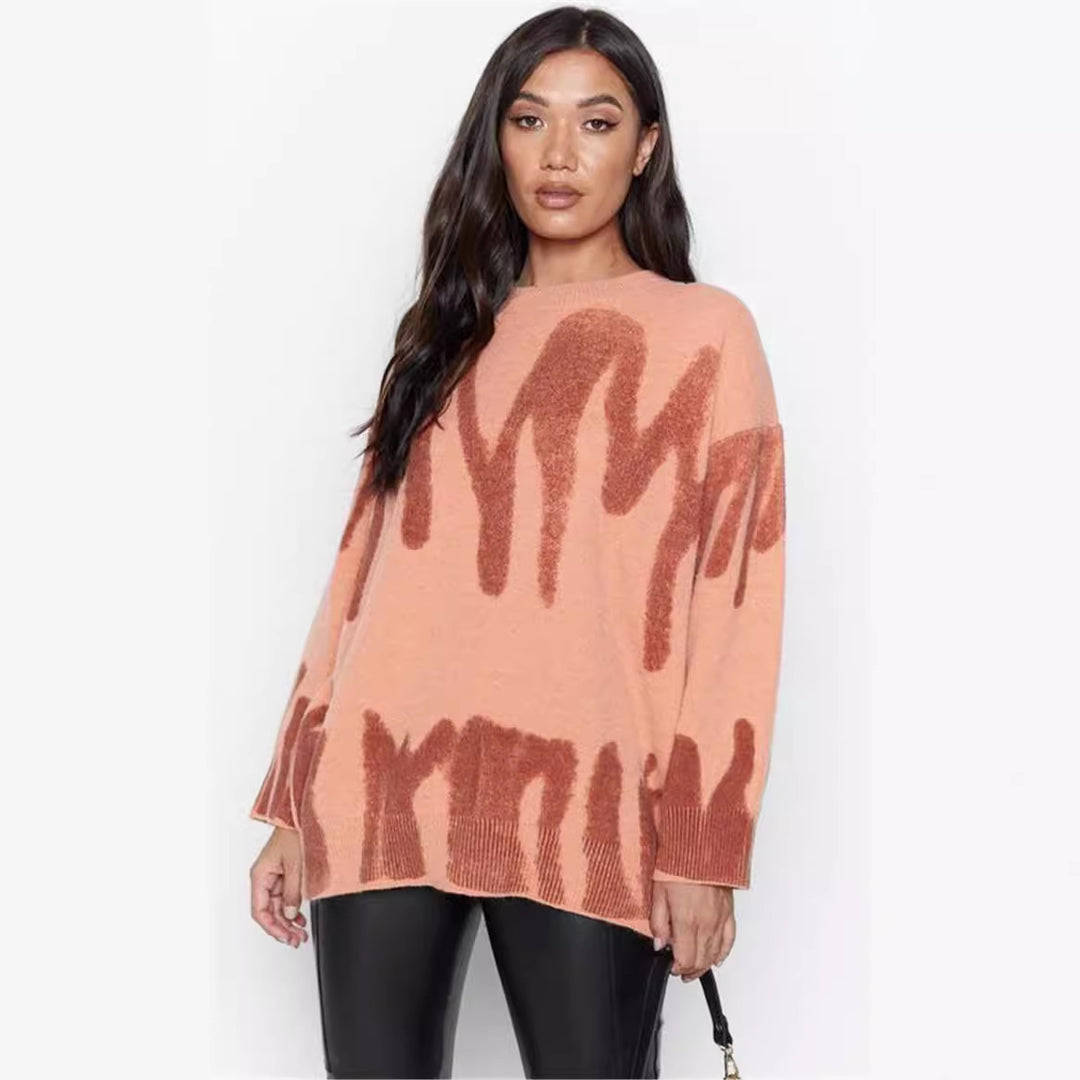 Damen Oversized Pullover mit modernem Farbmustermix und lässigem Schnitt Drune