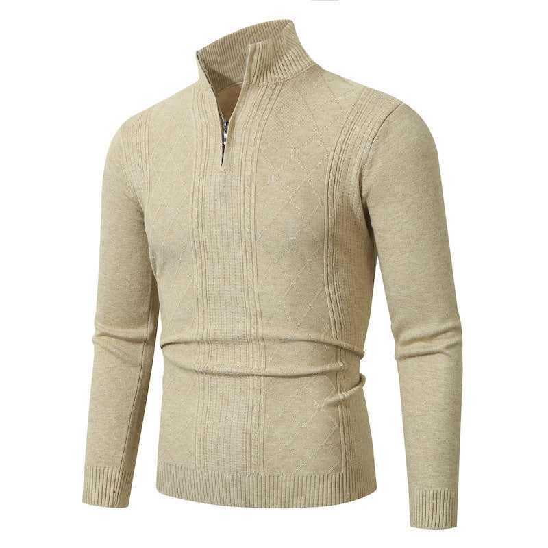 Herren Strickpullover mit hochabschließendem Reißverschluss und modernem Zopfmuster Drune
