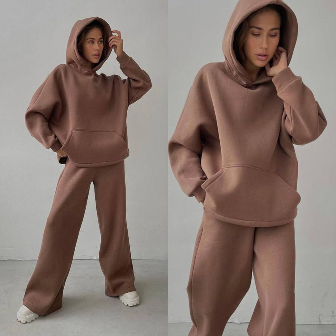 Damen lässiges und oversized Hoodie-Set mit weit geschnittenen Hosen Drune