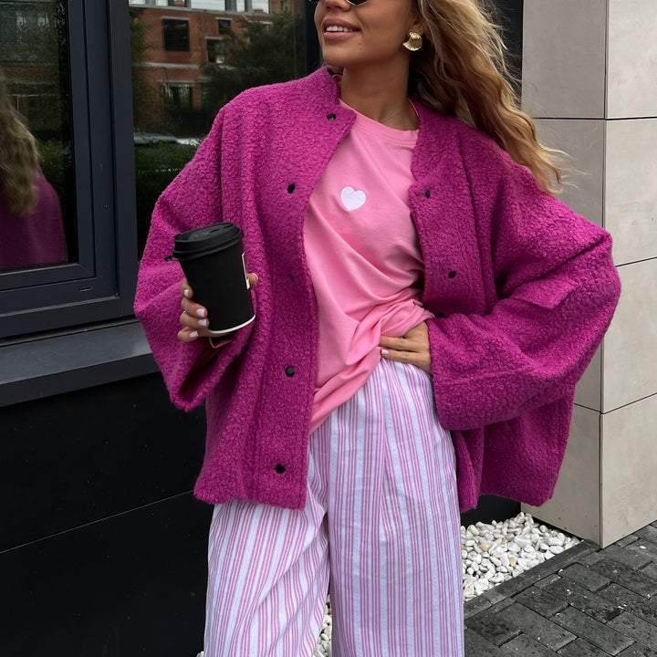 Damen Oversized Fleecejacke mit kuscheliger Innenseite und modischem Schnitt Drune