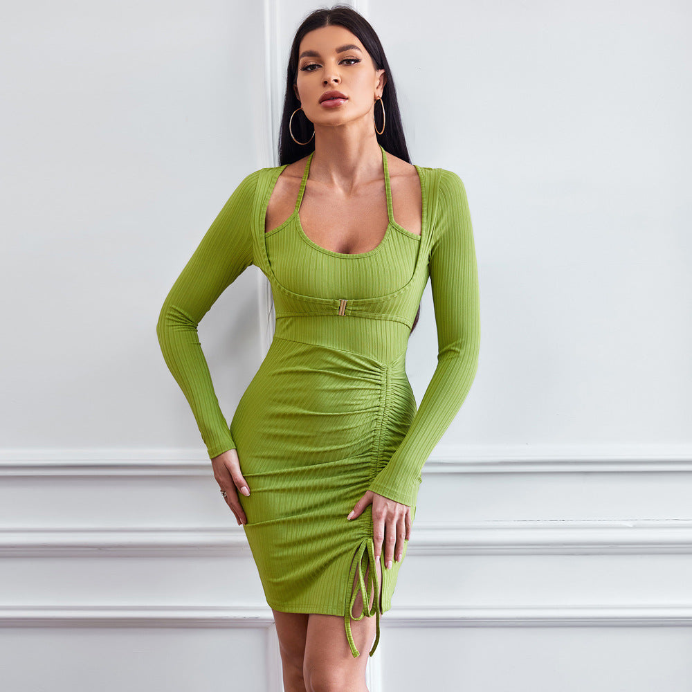 Damen Minikleid mit raffinierten Rüschendetails und modischem Cut-Out Drune