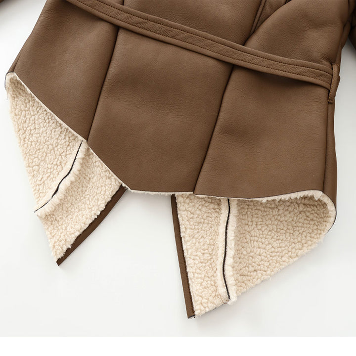 Damen kuschelige Jacke mit elegantem Kragen und gefüttertem Innenleben Drune