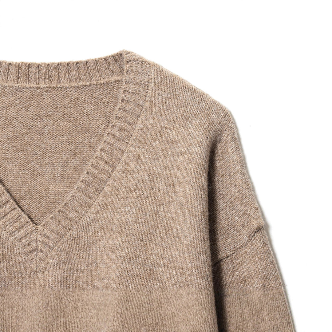 Damen Kaschmir-Pullover mit V-Ausschnitt und lässigem Schnitt Drune