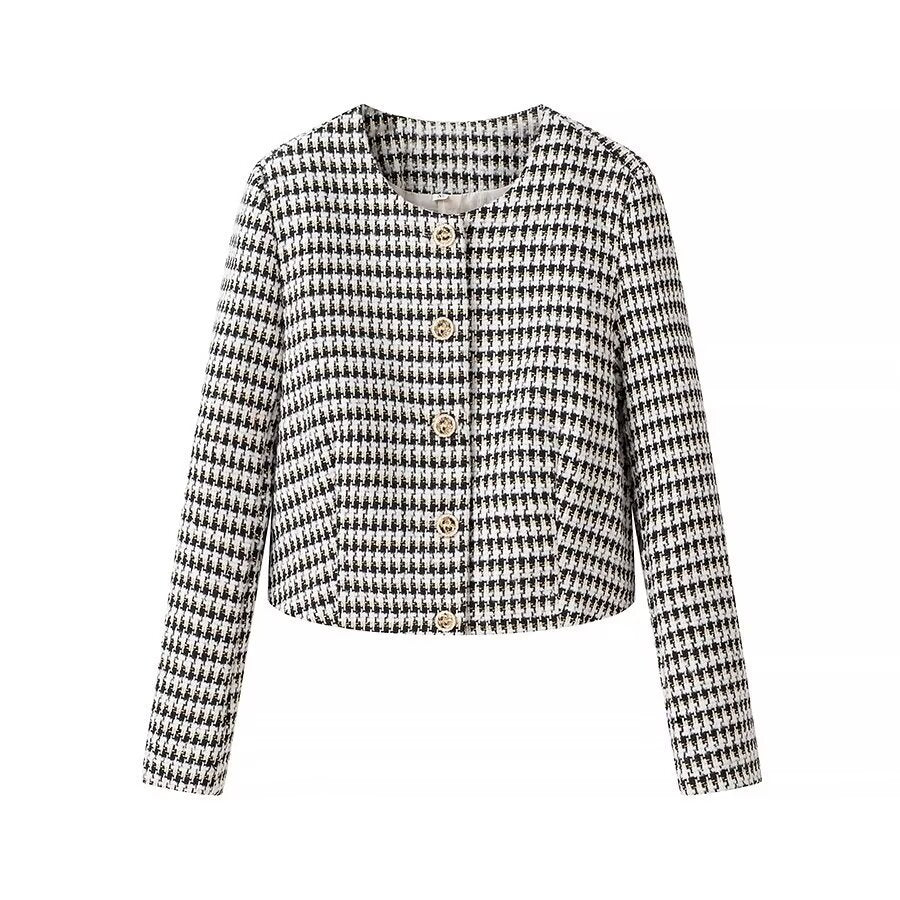 Damen Moderne Jacquardjacke mit knöpfbarem Design und klassischem Schnitt Drune