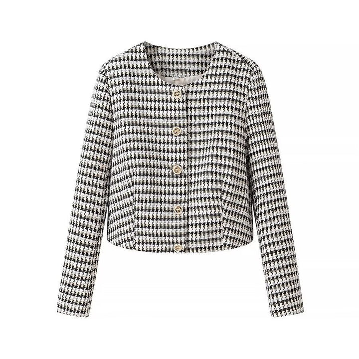 Damen Moderne Jacquardjacke mit knöpfbarem Design und klassischem Schnitt Drune