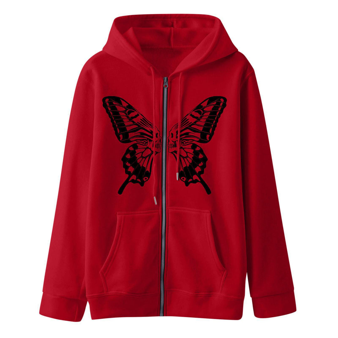 Damen Kapuzensweatjacke mit einzigartigem Schmetterlingsdruck Drune