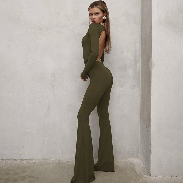 Damen Jumpsuit mit schulterfreiem Design und weitem Bein Drune