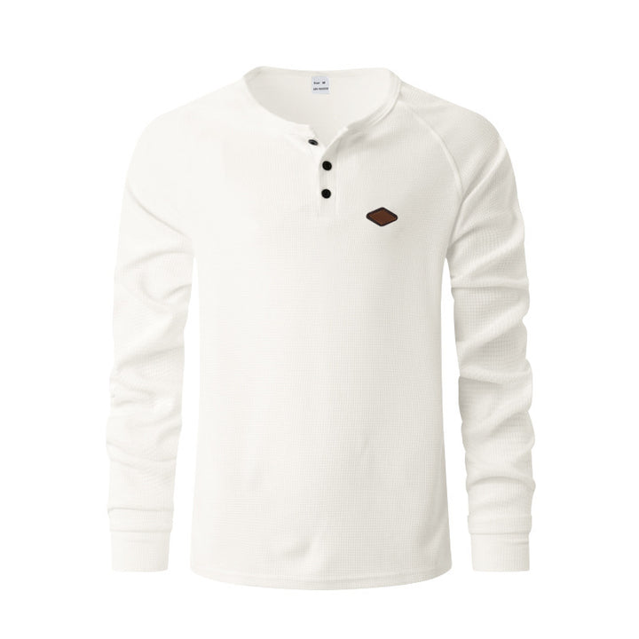 Herren Langarmshirt mit Knopfleiste und Struktur Drune