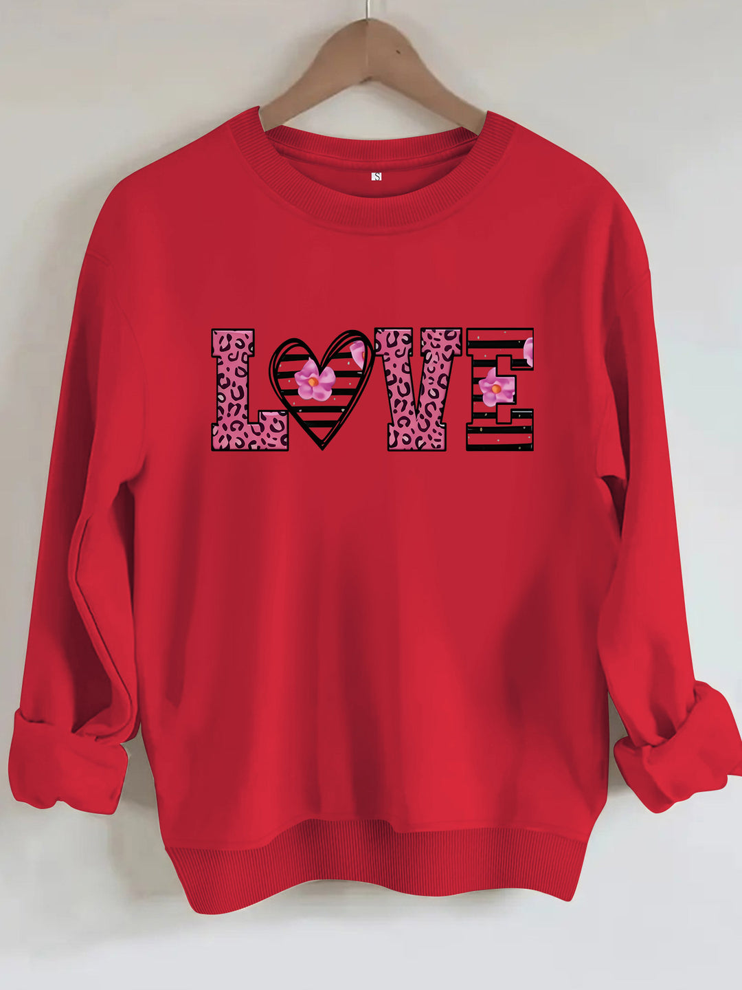 Damen Sweatshirt mit modernem Leopardenherz-Design und komfortablem Schnitt Drune