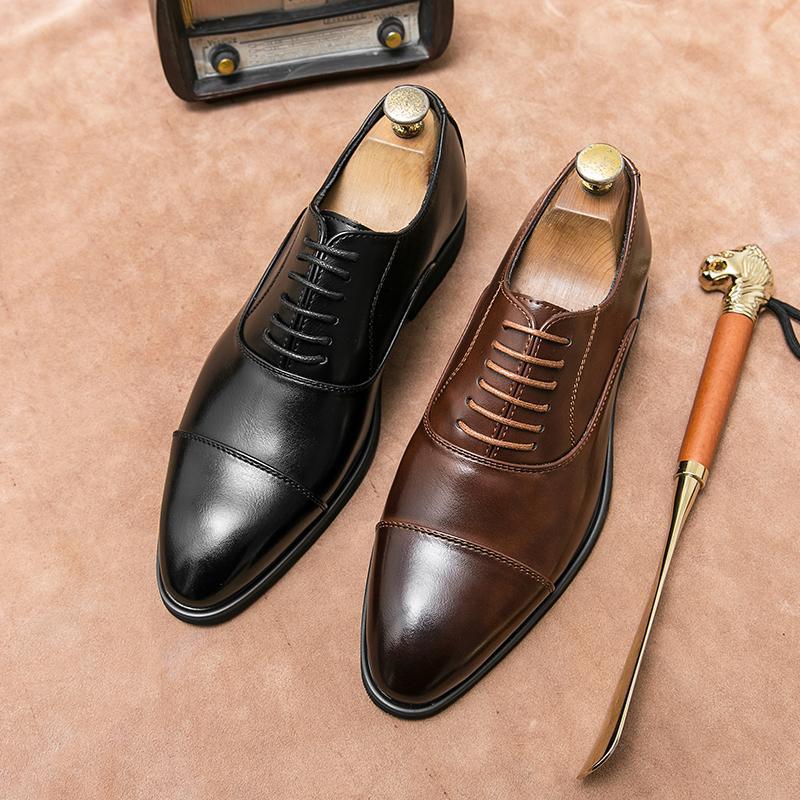 Herren elegante Oxford-Halbschuhe mit Cap-Toe, gepolstertem Komfortfußbett und rutschfester PR-Laufsohle Drune