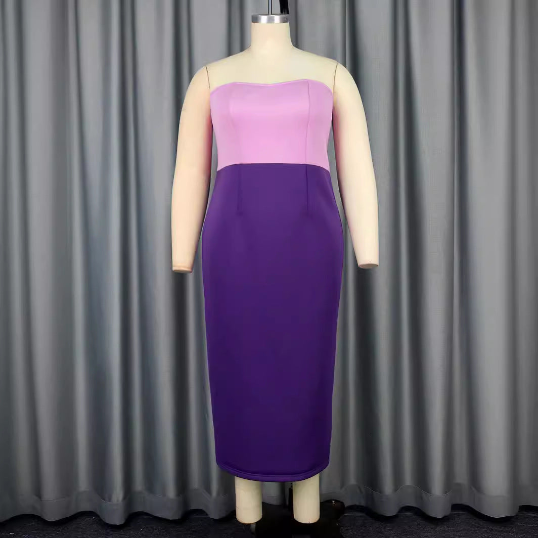 Damen figurbetontes Cocktailkleid mit schulterfreiem Design und Farbverlauf Drune