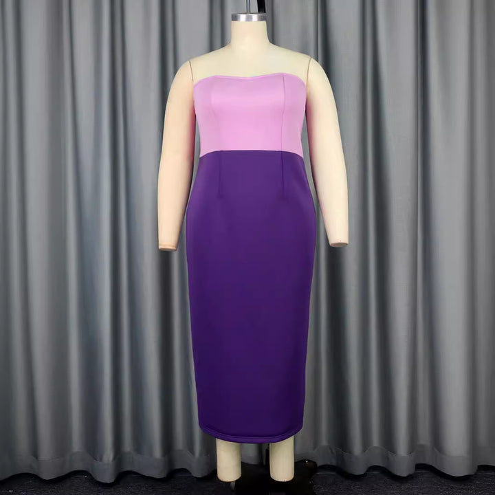Damen figurbetontes Cocktailkleid mit schulterfreiem Design und Farbverlauf Drune