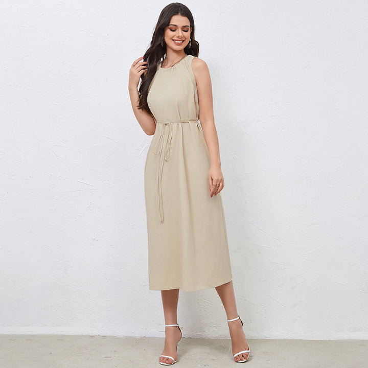 Damen Midikleid mit elegantem Kordelzug und schwingendem Saum Drune