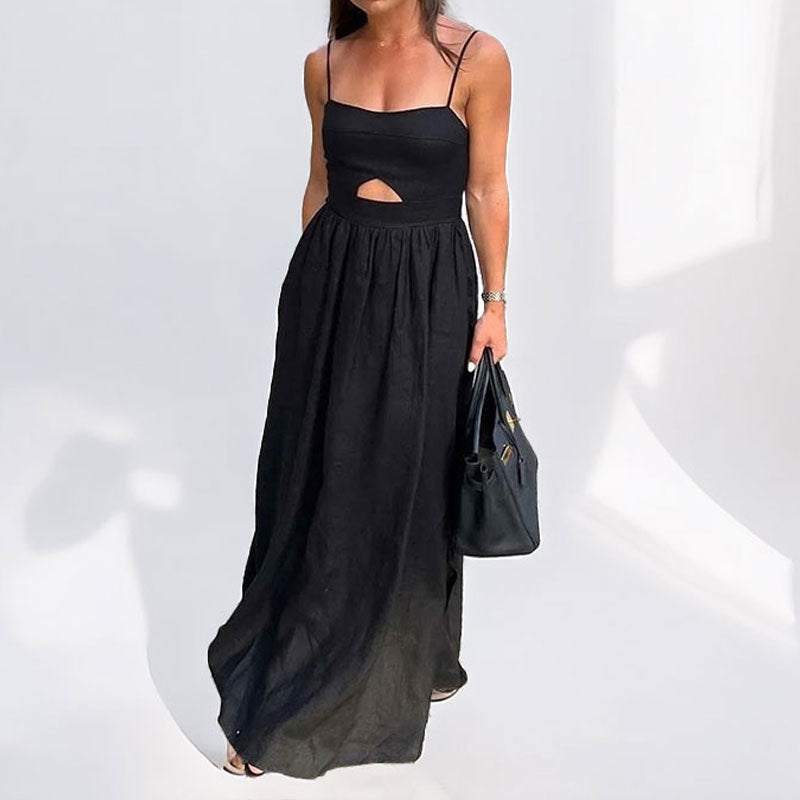 Damen Maxikleid mit Cut-Out-Detail und fließendem Rock Drune