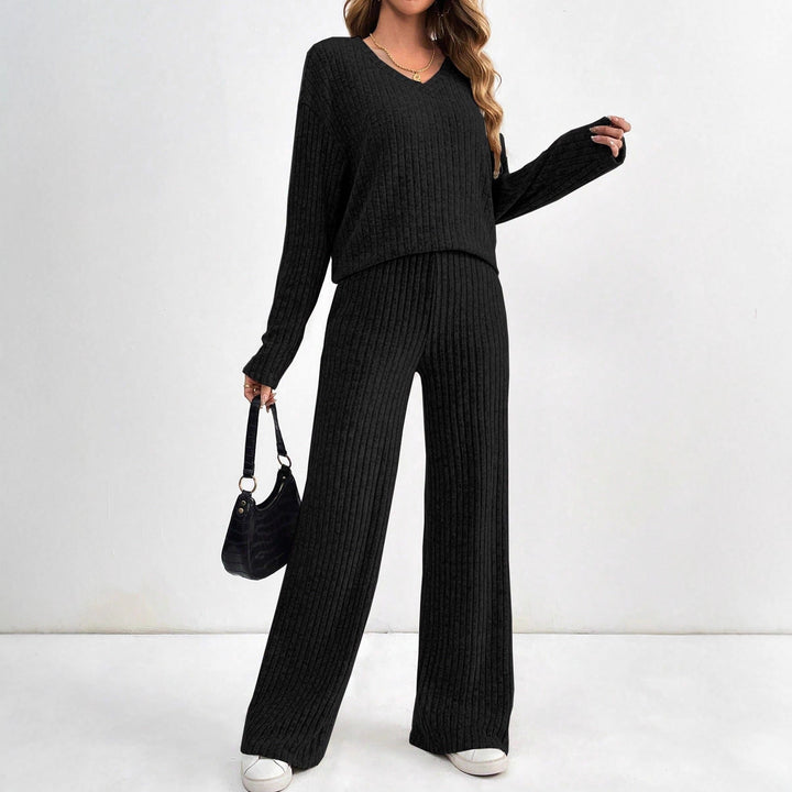 Damen bequemes Lounge-Set mit V-Ausschnitt und weitem Schnitt Drune