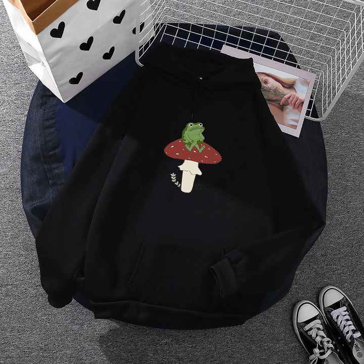 Damen Hoodie mit einzigartigem Frosch-Motiv Drune