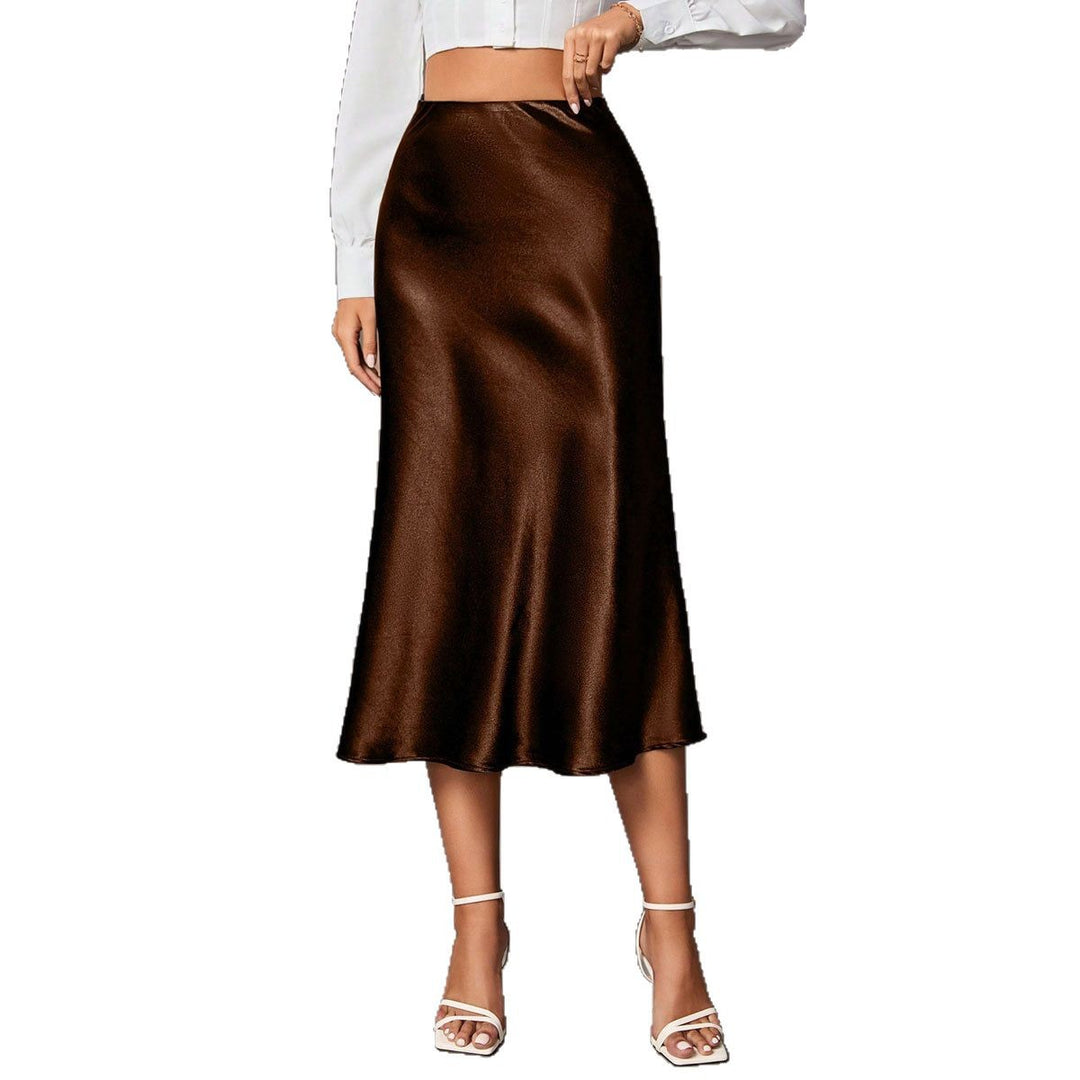 Damen Eleganter A-Linien Satinrock mit fließendem Schnitt Drune