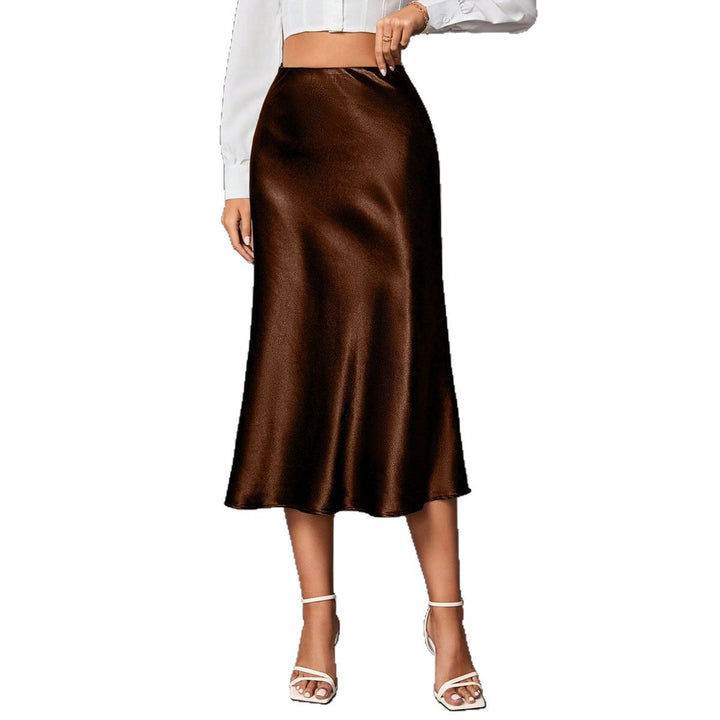 Damen Eleganter A-Linien Satinrock mit fließendem Schnitt Drune
