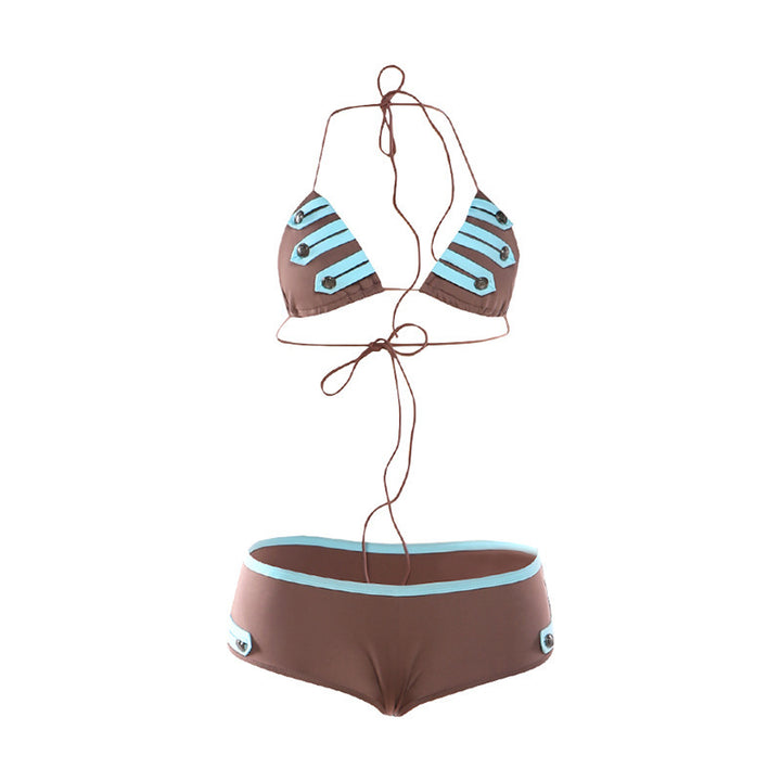 Damen Bikini-Set mit modischen Streifendetails und verstellbaren Trägern Drune