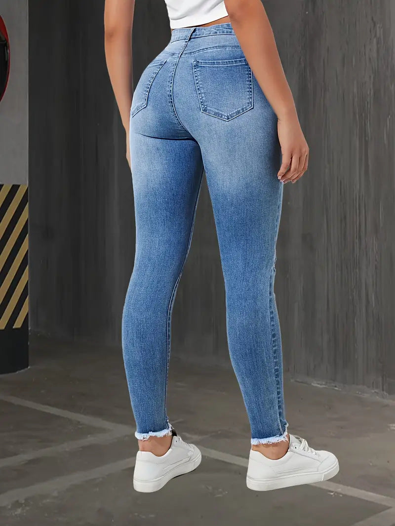Drune | Ripped Raw Edge Skinny Jeans
