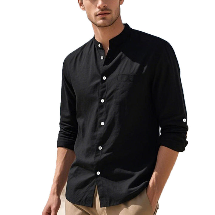 Herren Hemd im eleganten Henley-Stil mit strukturierter Baumwolle Drune