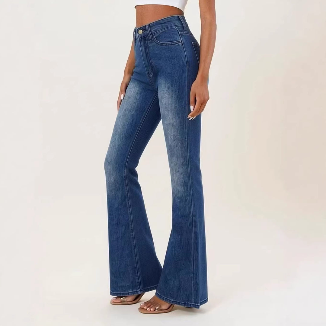 Damen Flared Jeans mit hohem Bund und einzigartigem Strukturdesign Drune