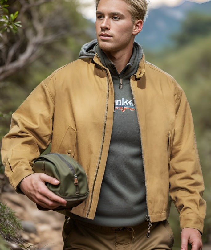 Herren lässige Freizeitjacke mit praktischem Stehkragen Drune