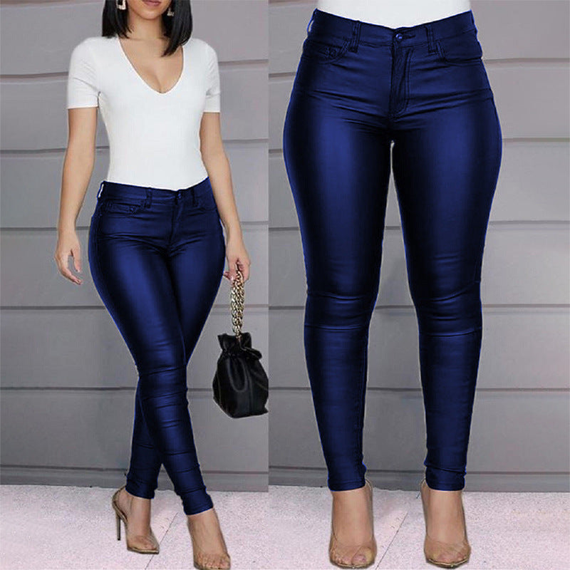 Damen figurbetonte High-Waist Hose Drune