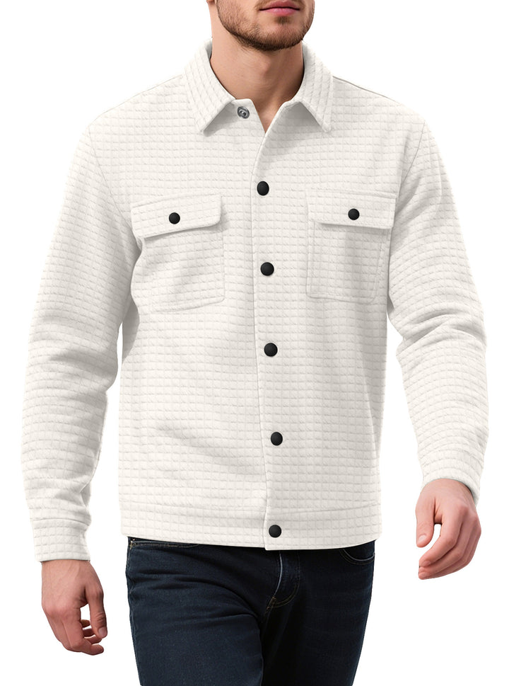 Herren nan Hemdjacke mit quadratischer Steppstruktur Druckknopffront und Brustklappen Drune