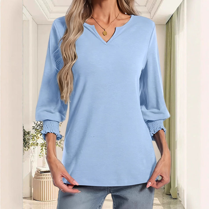 Damen lässiges Blusenshirt mit elastischen Ärmelbündchen Drune