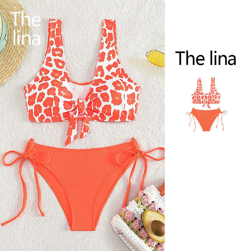 Damen Triangel-Bikini mit raffiniertem Wickeldetail und tiefem V-Ausschnitt Drune