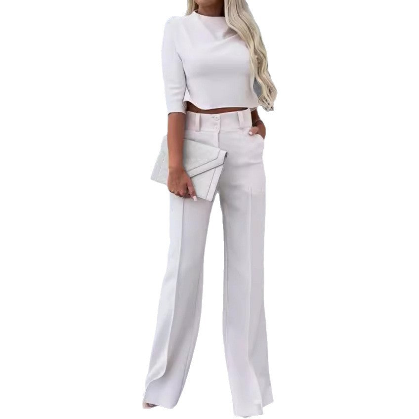Damen Elegantes und modernes Zweiteiliges Set mit weitem Hosenbein Drune