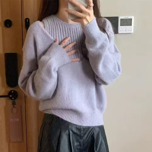 Damen Pullover mit tiefem V-Ausschnitt und feiner Ribstruktur Drune