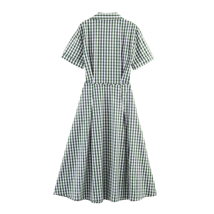 Damen Hemdblusenkleid im karierten Design mit Taillengürtel Drune