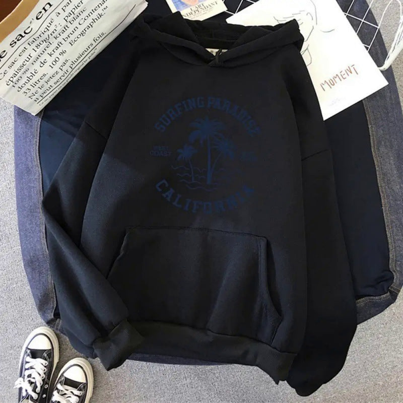 Damen Kapuzenpullover mit lässigem Surf-Motiv und hochwertiger Baumwollmischung Drune