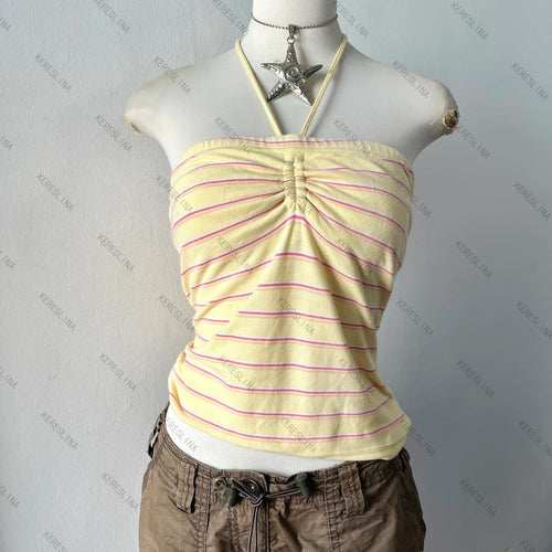 Damen gestreiftes Bandeau-Top Drune