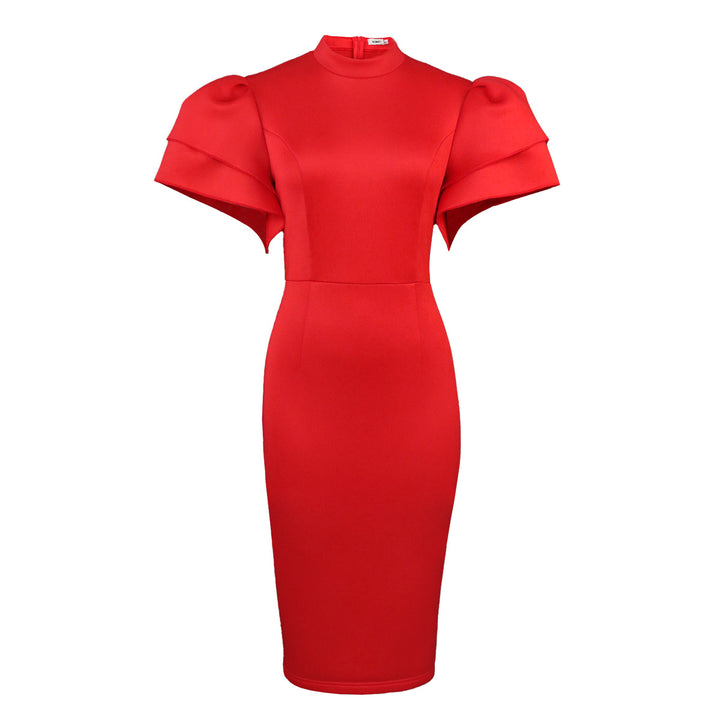 Damen figurbetontes Kleid mit voluminösen Ärmeln Drune