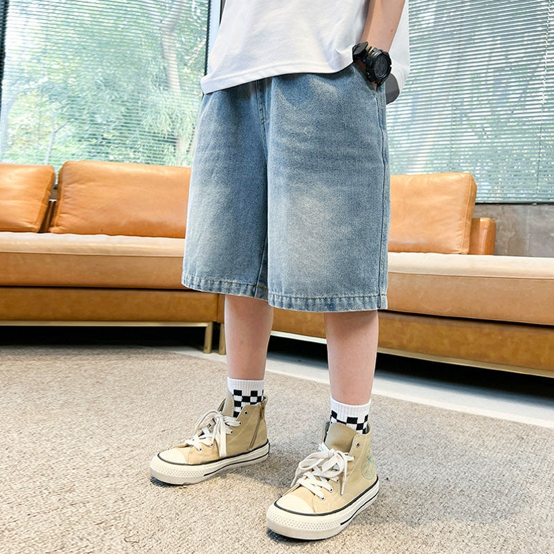 Jungen lässige Denim-Shorts mit kreativen Applikationen Drune